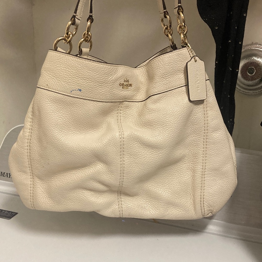 VINTAGE COACH/Off-White Leather Shoulder Bag (never used) - Picture 5 of 5
